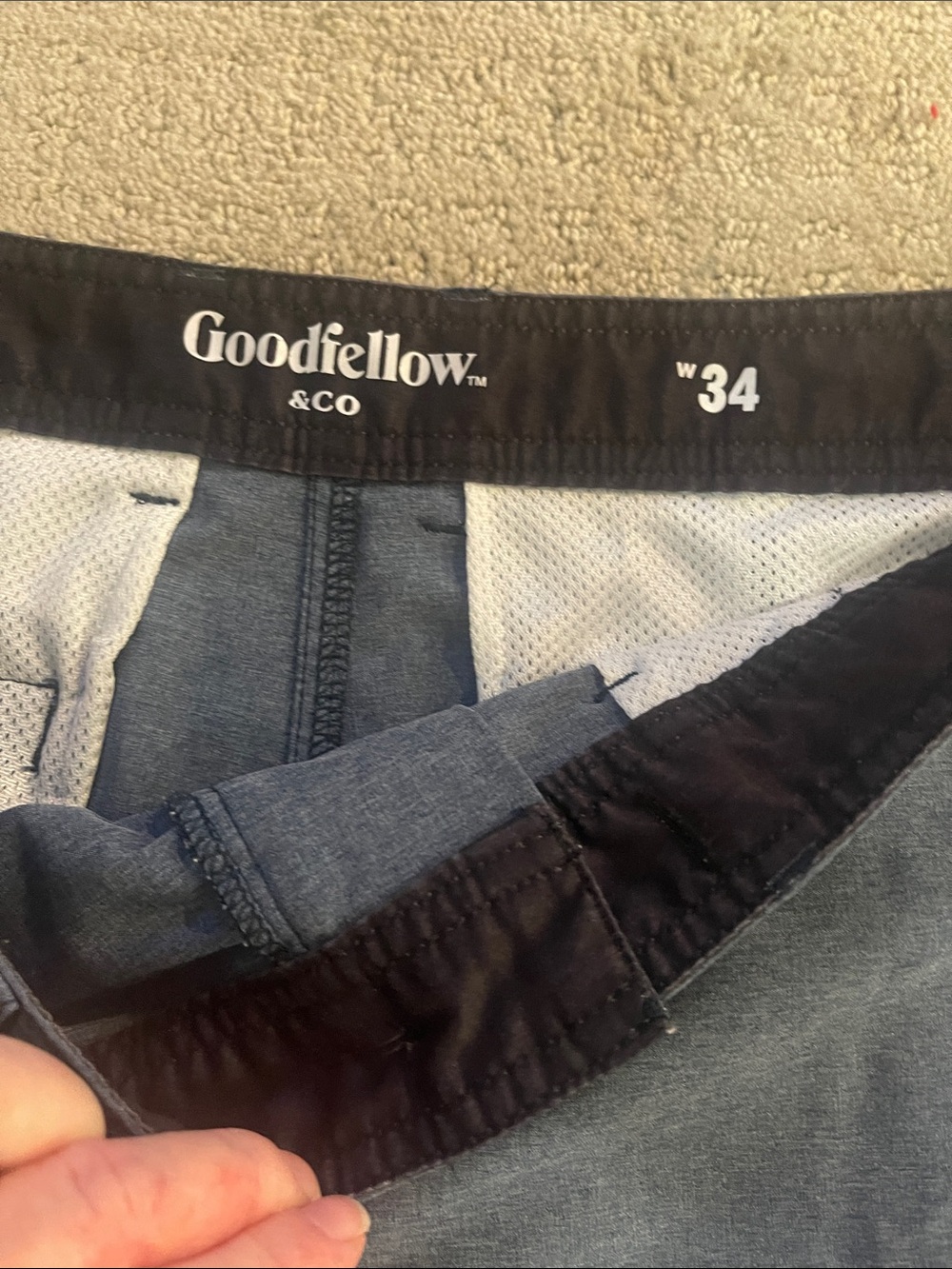 Goodfellow sz 34 waist Men's Blue Casual Stretch Chino Shorts athletic dri fit - Picture 3 of 4